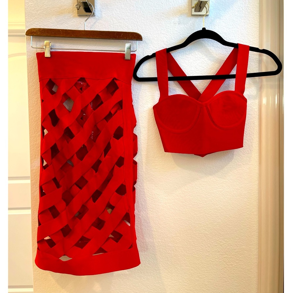 Hot Miami Styles. Red bandage two piece. Medium